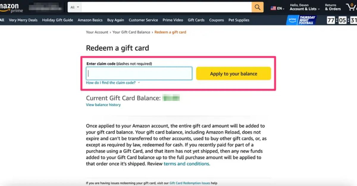 how to redeem amazon gift card codes
