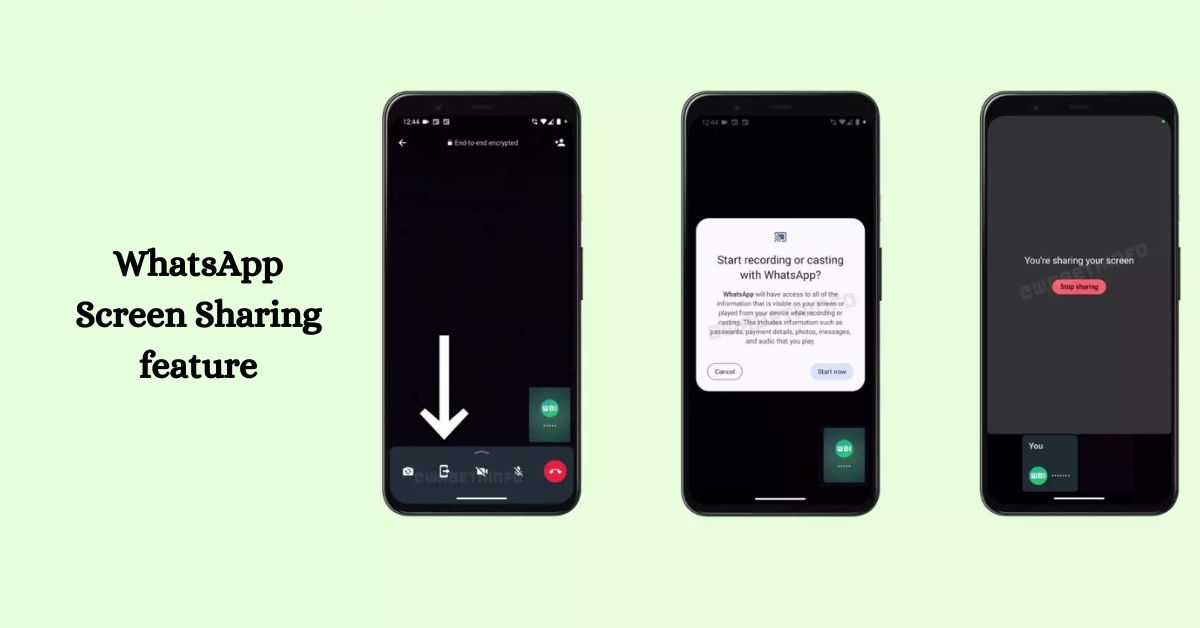 how to use the whatsApp screen share feature
